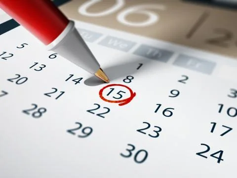 Specific date marked with a rollerball pen. 3D illustration Stock Illustration