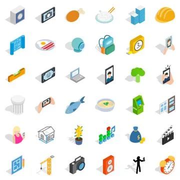Specific icons set, isometric style Stock Illustration
