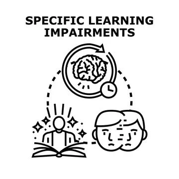 Specific learning impairments affecting cognitive development and education Illustrazione stock