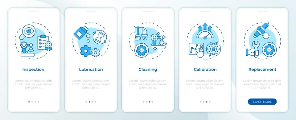 Specific maintenance duties onboarding mobile app screen Stock Illustration