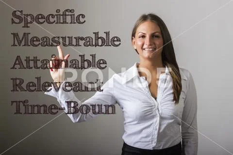Specific Measurable Attainable Releveant Time-Bound SMART - Beautiful girl .. Stock Photos