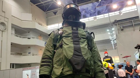 Specific protective suit on a mannequin Stock Footage 302971256