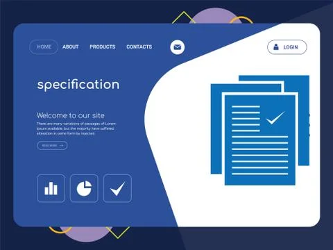 Specification Landing page website template design Free Stock Illustration