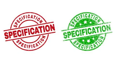 SPECIFICATION Round Seals with Distress Texture Stock Illustration