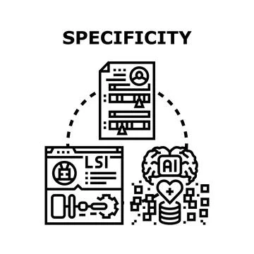 Specificity concept for artificial intelligence data analysis Stock Illustration