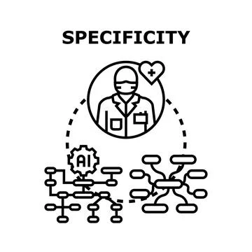 Specificity in medical diagnosis artificial intelligence concept Stock Illustration