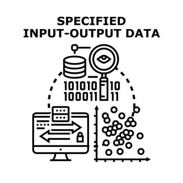 Specified input output data processing concept Stock Illustration