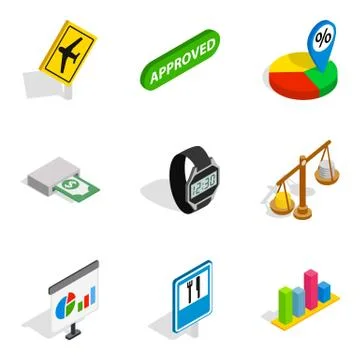 Specify icons set, isometric style Stock Illustration