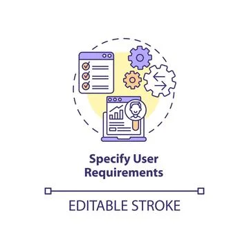 Specify user requirements concept icon Stock Illustration