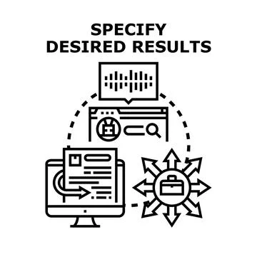 Specifying desired results process for business solution Stock Illustration