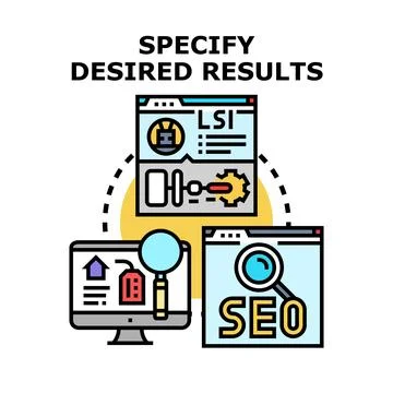 Specifying desired results with search engine optimization 스톡 일러스트