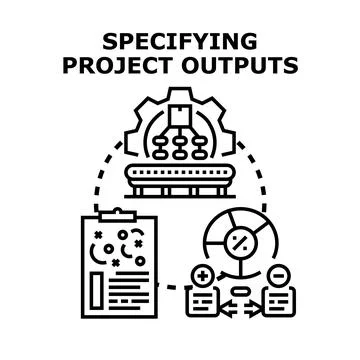 Specifying project outputs creating business value Stock Illustration