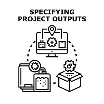 Specifying project outputs workflow and final delivery Stock Illustration