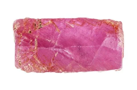 Specimen of natural raw pink ruby crystal cutout 스톡 사진