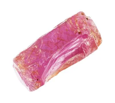 Specimen of natural rough pink ruby crystal cutout Stock Photos