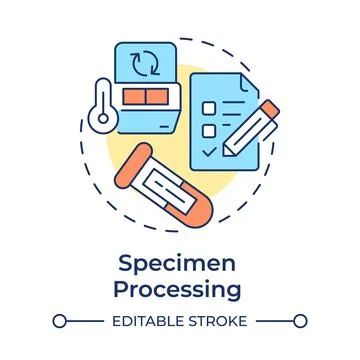 Specimen processing multi color concept icon Stock Illustration