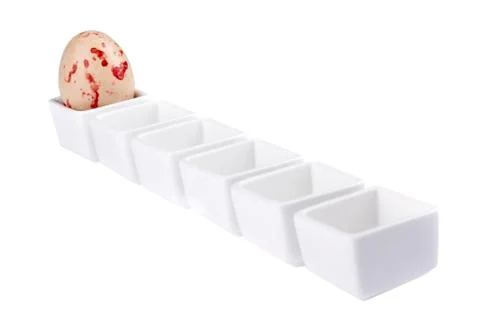 Speckled egg in an  egg holder Stock Photos