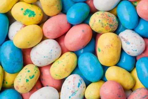 Speckled eggs multi colored backdrop or background Stock Photos