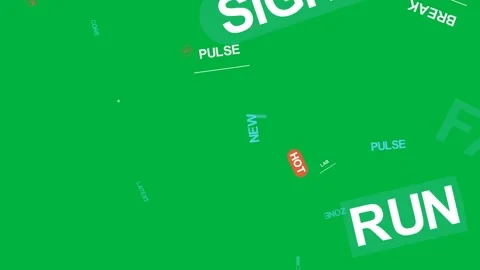 Specks sparking RUN badge and title rotating, shrinking toward corner to show Stock Footage 333630498