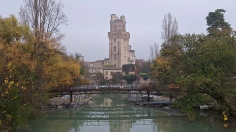 Specola Tower during fall season in Padua, Veneto Stock Footage 293678093