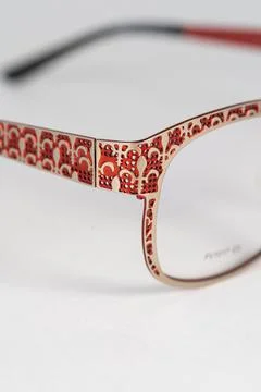 Spectacle frame lies on the table for optics 写真素材