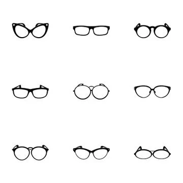 Spectacle icons set, simple style Stock Illustration