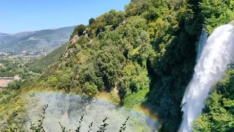 The spectacle of the Marmore Falls with the rapids Stock Footage 138379210