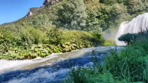 The spectacle of the Marmore Falls with the rapids Stock Footage 138379494