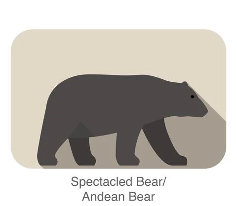 Spectacled bear walking side flat 3D icon design, vector illustration Stock Illustration