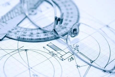Spectacles and ruler Stock Photos