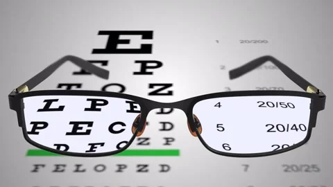 Spectacles with Eye Examination Chart behind it Vídeos de archivo 249601672