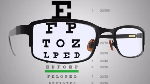 Spectacles With Eye Examination Chart Stock Footage 249601468