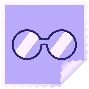 Spectacles graphic square sticker stamp in bright neon color Stock Illustration