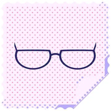 Spectacles graphic square sticker stamp in bright neon color Stock Illustration