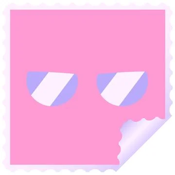 Spectacles graphic square sticker stamp in bright neon color Stock Illustration