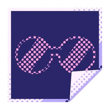 Spectacles graphic vector illustration square peeling sticker in bright neo.. Illustrazione stock