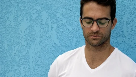 Spectacles on guy Video stock 92749008