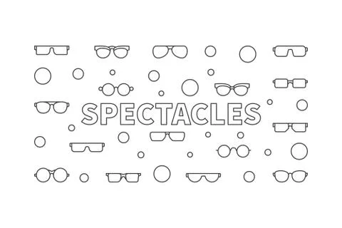 Spectacles horizontal linear illustration. Vector modern banner Stock Illustration