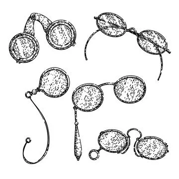 Spectacles set sketch hand drawn vector Illustrazione stock