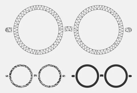 Spectacles Vector Mesh 2D Model and Triangle Mosaic Icon Illustrazione stock