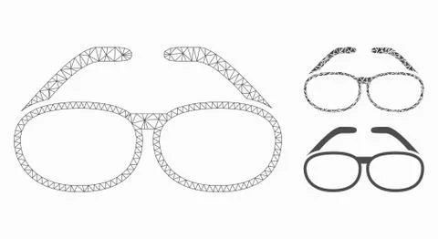 Spectacles Vector Mesh Wire Frame Model and Triangle Mosaic Icon Stock Illustration