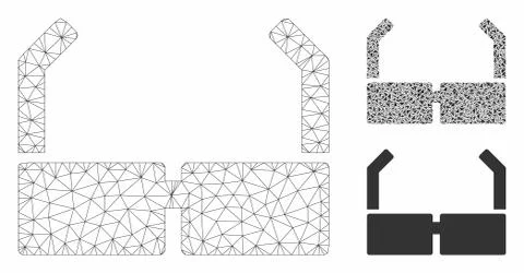 Spectacles Vector Mesh Wire Frame Model and Triangle Mosaic Icon Illustrazione stock