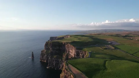 Spectacular aerial view of famous Cliffs of Moher in sunset tones, Ireland Stock-Footage 201631296