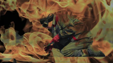 The spectacular appearance of a human being welded through fire Stock Footage 151847507