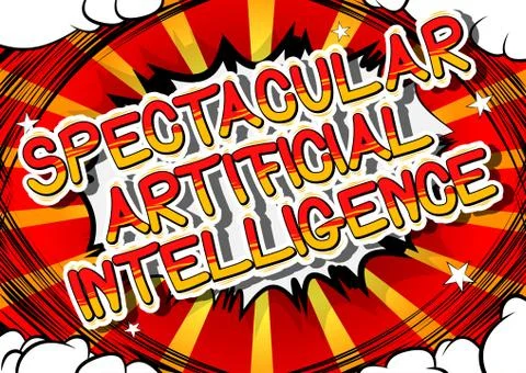 Spectacular Artificial Intelligence - Comic book style word on abstract backg Stock Illustration