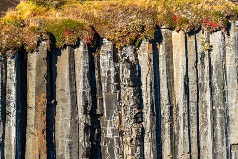 Spectacular basaltic columns under the ground Stock Photos