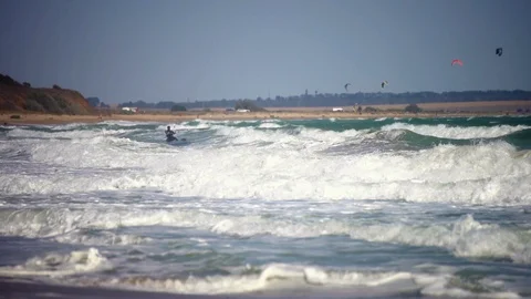 Spectacular big waves hit beach during storm. Stock Footage 127121726