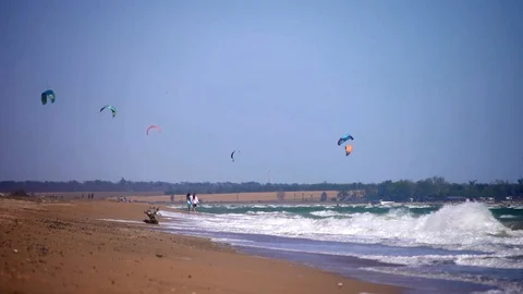 Spectacular big waves hit beach during storm. Stock Footage 127122180