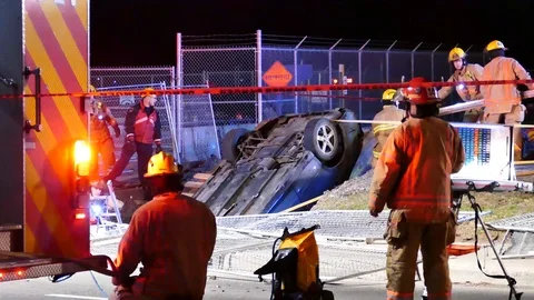 Spectacular car accident Stock Footage 102237492
