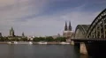 Spectacular Cathedral Cityscape Cologne Skyline German City Center Rhine River HD Footage